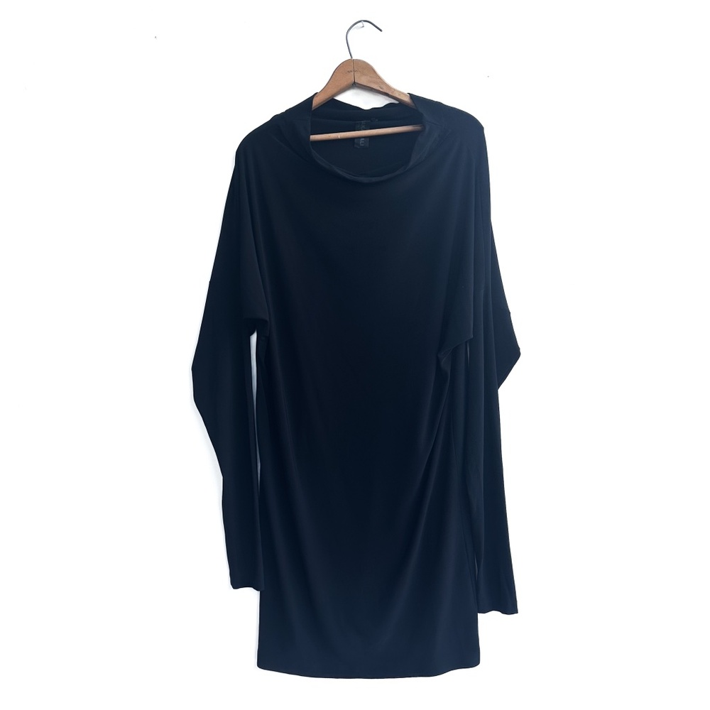 Norma Kamali All In One Little‎ Black Dress Long Sleeve Mini Stretch - Size M
